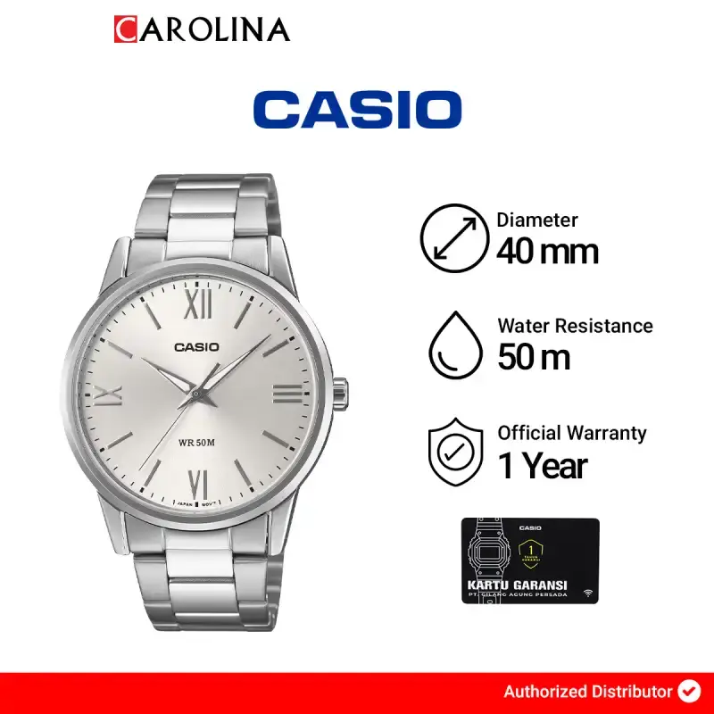 Casio Jam Tangan Pria Casio Mtp 1303Dd 7A Silver Dial Stainless Steel Band Full01 Go9U05Mv